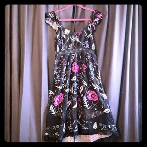 Express Black floral elegant flirty dress